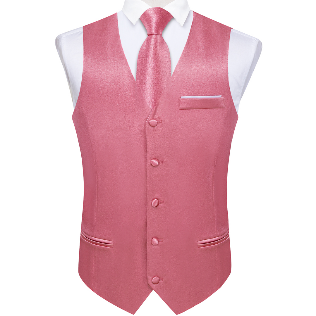 Novetly Pink Solid  Satin Vest Waistcoat Set- MJ-0650