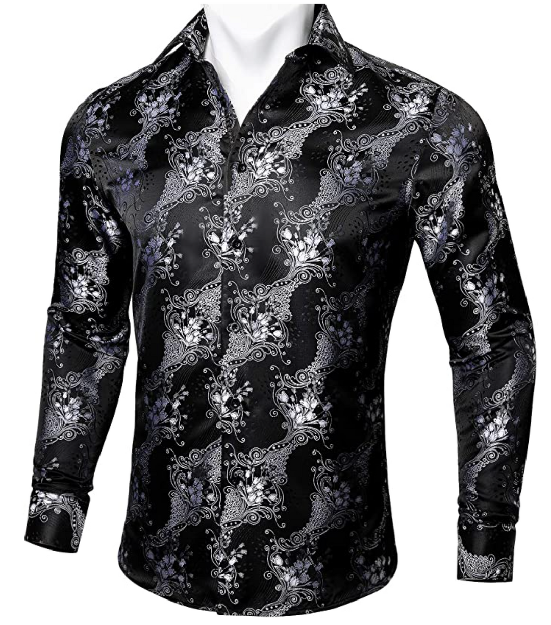 Black and White Paisley Casual Shirts