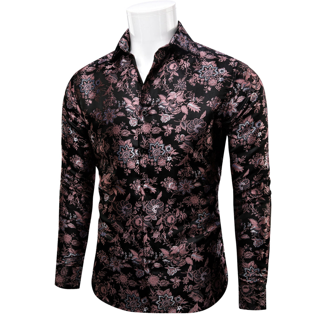 Maroon Black Flower Men's Shirt-CY-9008 - SimonVon Shop – SimonVon Shop