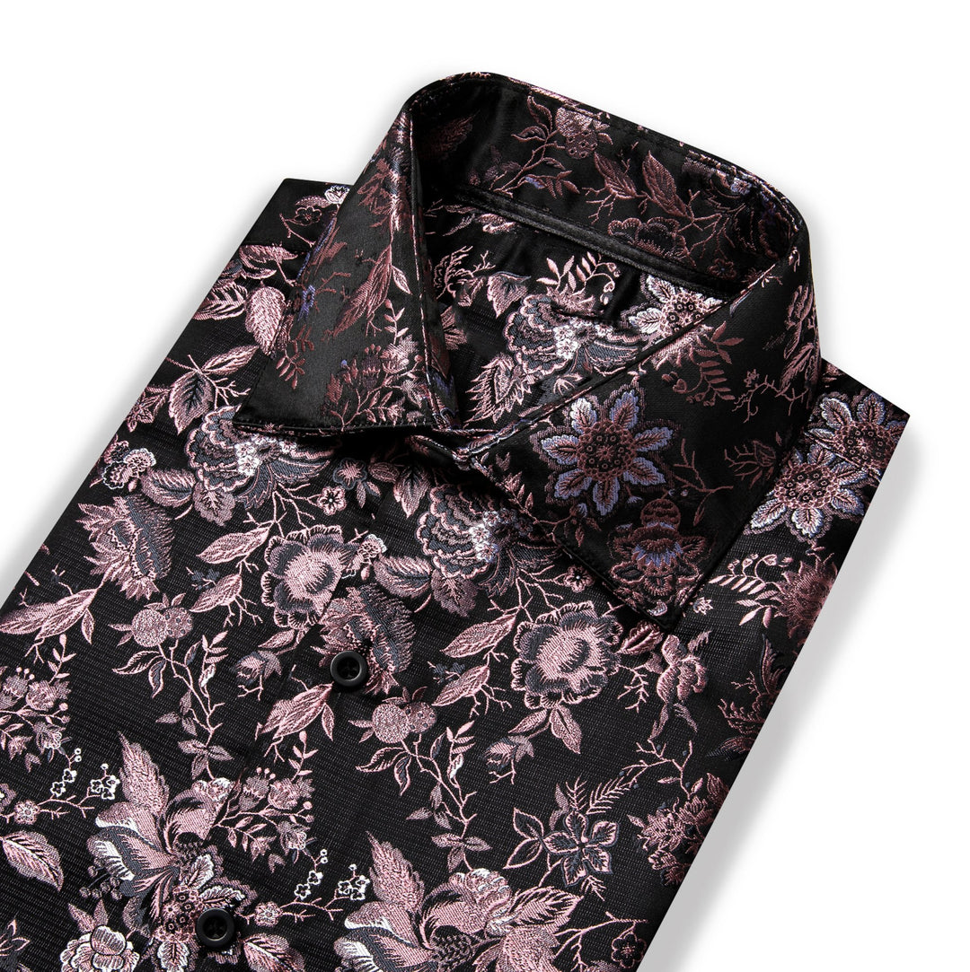 Maroon Black Flower Men's Shirt-CY-9008 - SimonVon Shop – SimonVon Shop