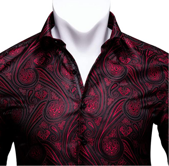 Black Red Paisley Casual Shirts-CY-0001