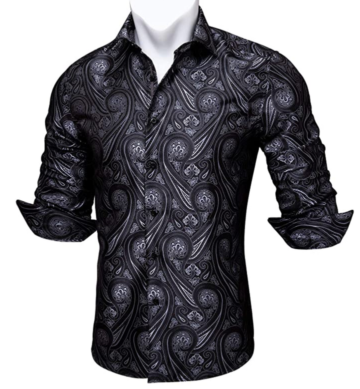 Black Grey Paisley Casual Shirts CY-0004 – SimonVon Shop