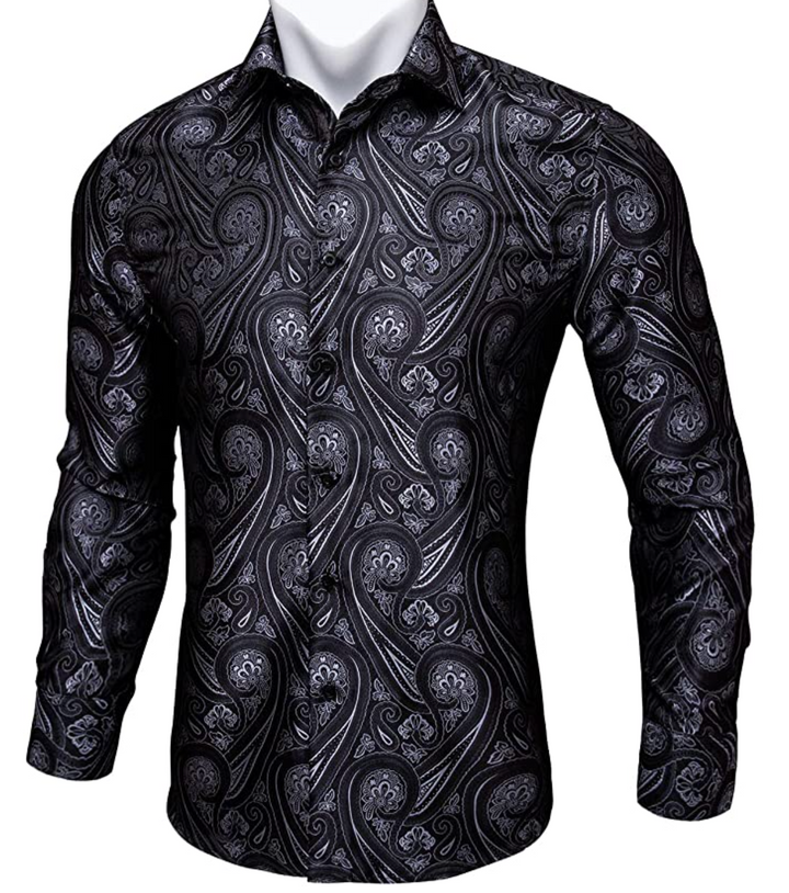 Black Grey Paisley Casual Shirts CY-0004 – SimonVon Shop